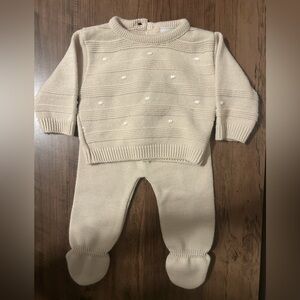 Beige Knit Set, 0-3 Months